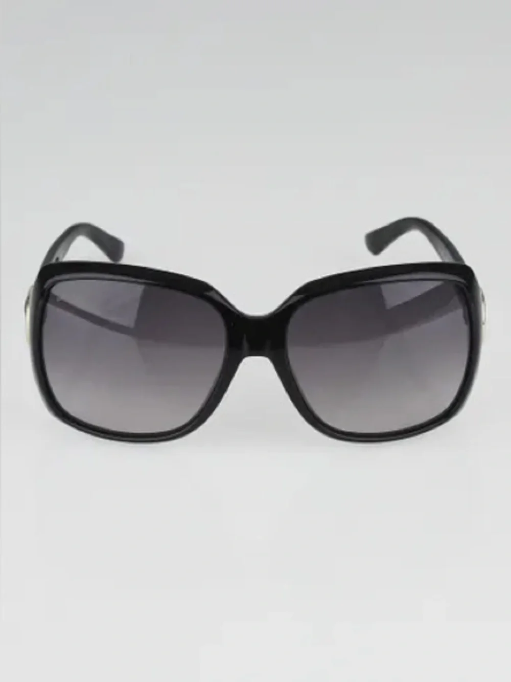 GUCCI Black Frame Gradient Tint Horsebit Oversized Sunglasses